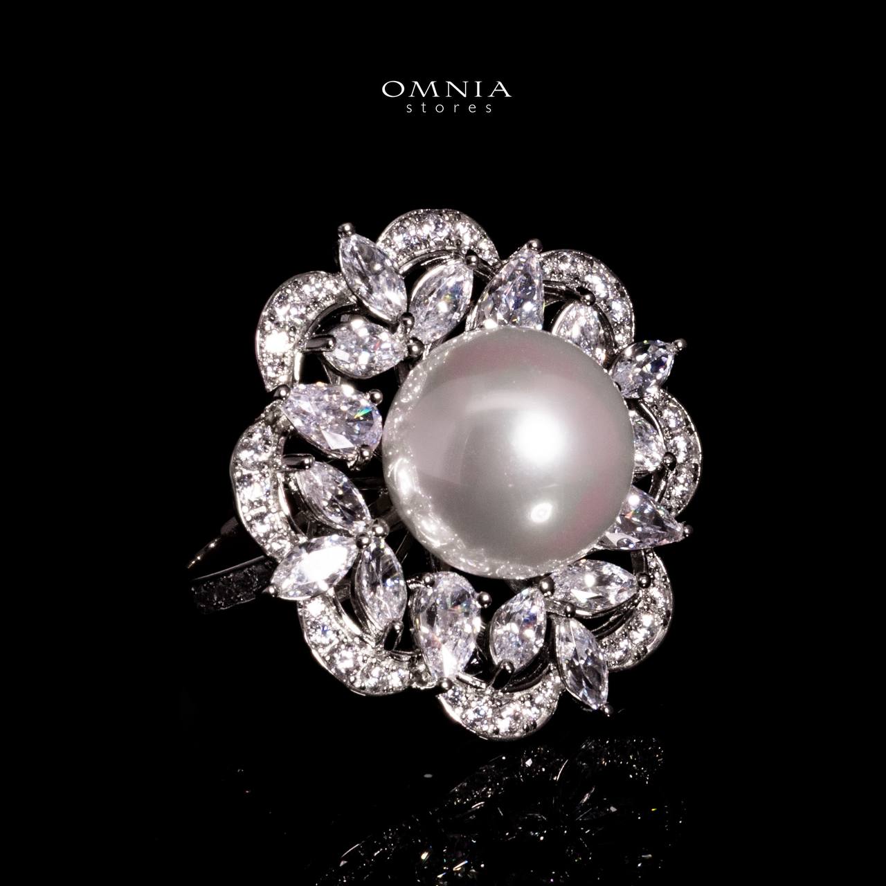 Omnia Alaya Silver Pearl Ring In 925 Silver With High Quality Lab Crafted Stones