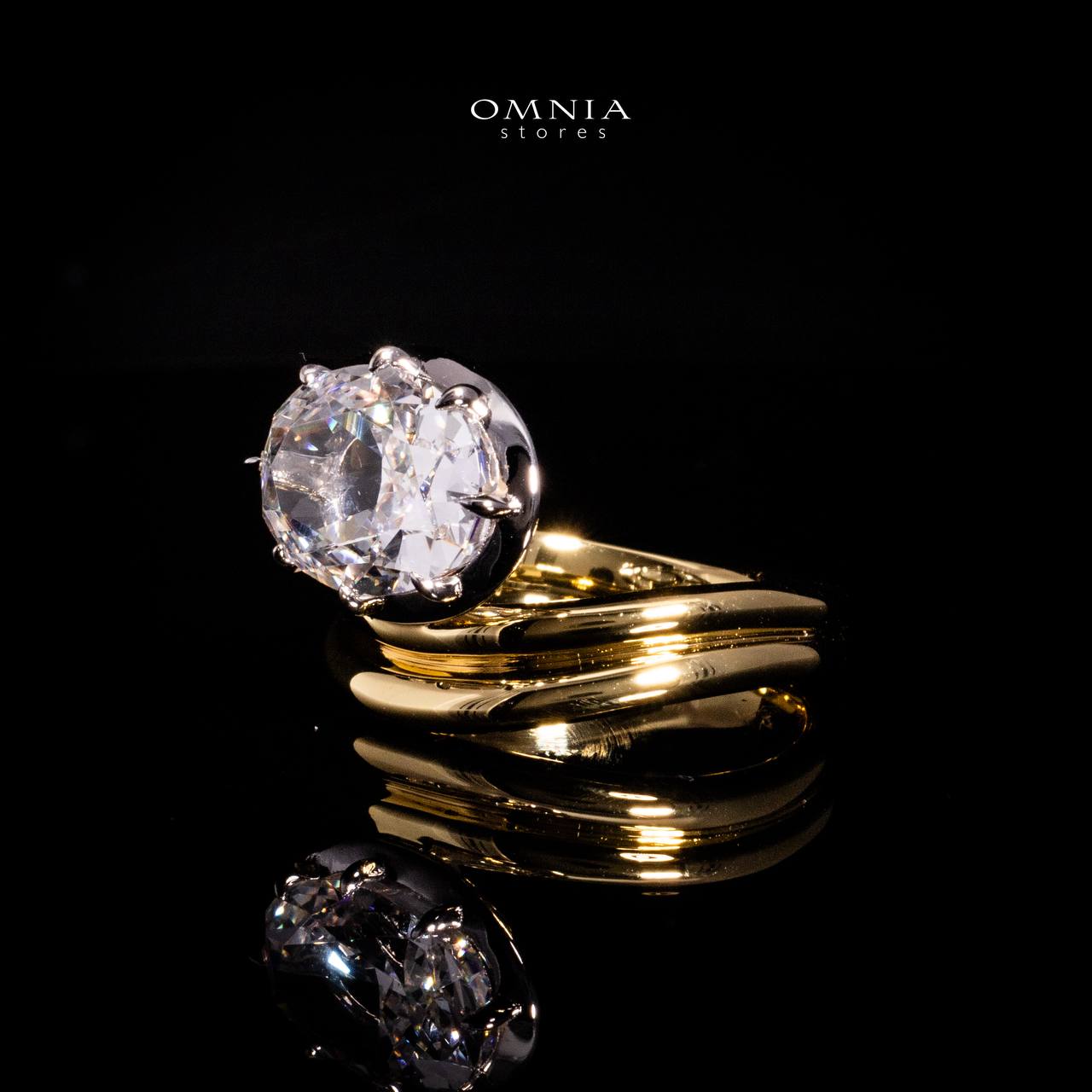 Omnia Aayra Gold Ring In 925 Silver With High Quality Lab Crafted Stones