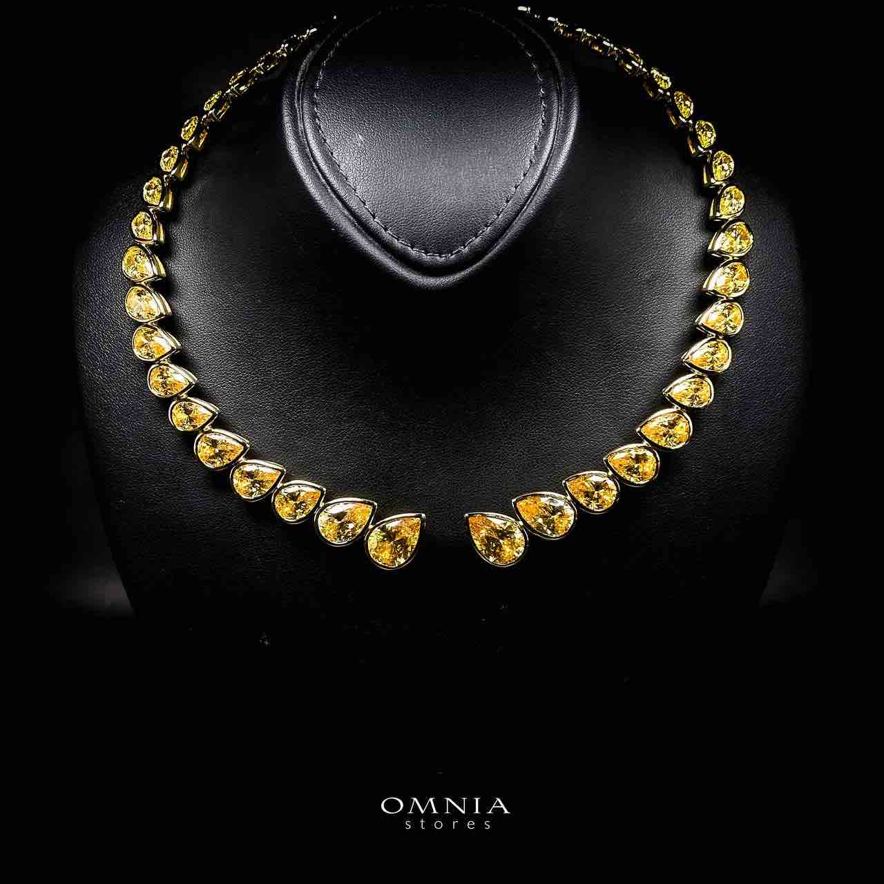 Omnia Nailah Gold Yellow Necklace In 925 Silver With High Quality Lab Crafted Stones
