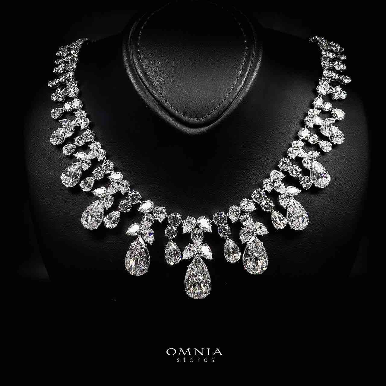 Omnia Taleen Silver White Necklace In 925 Silver With High Quality Lab Crafted Stones - OMNIASTORES UAE