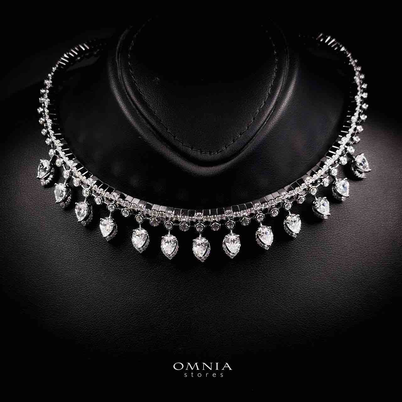 Omnia Siara Silver White Collar Necklace In 925 Silver With High Quality Lab Crafted Stones - OMNIASTORES UAE