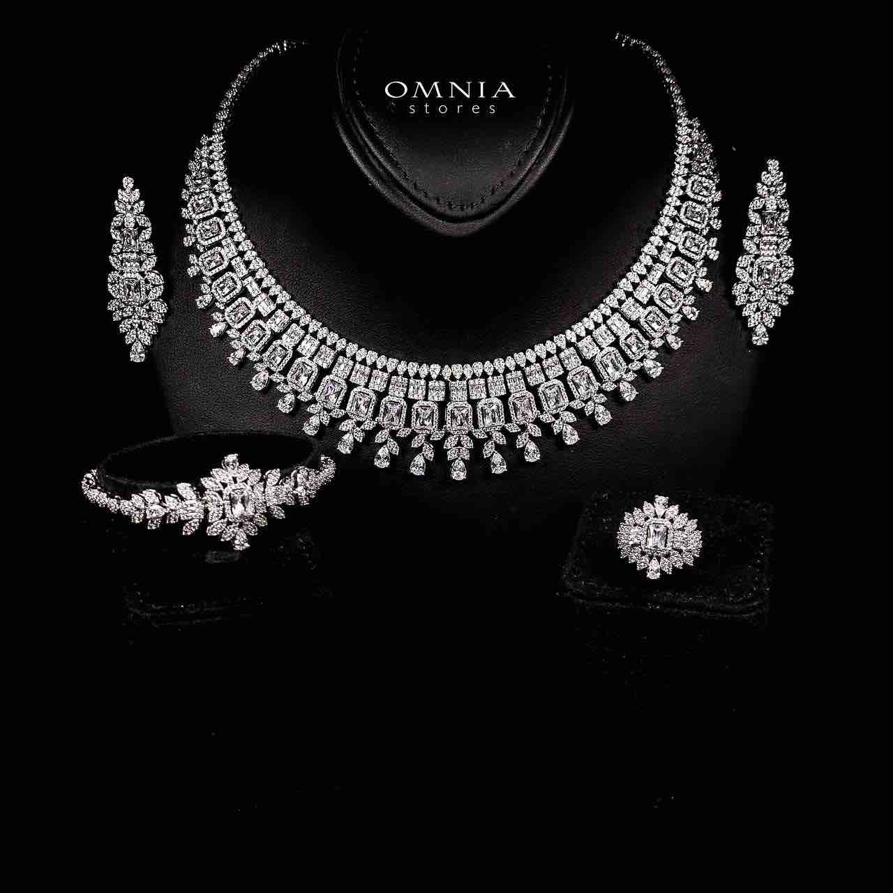 Omnia Kaila White Luxury Bridal Full Set in High Quality Zircon Stone in Rhodium Plated