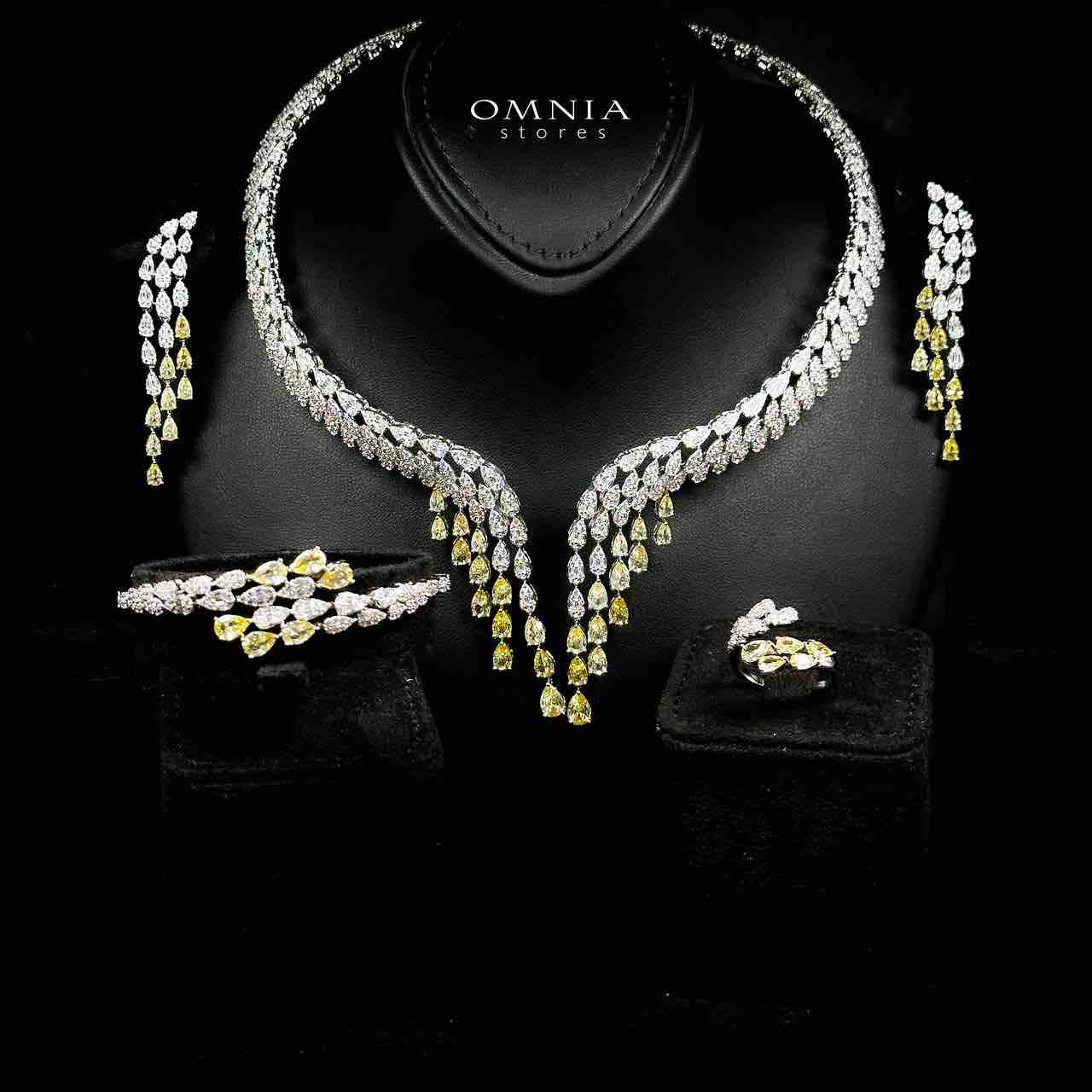 Omnia Senna Luxury Bridal Yellow Full Set in High Quality Zircon Stone Rhodium Plated - OMNIASTORES UAE