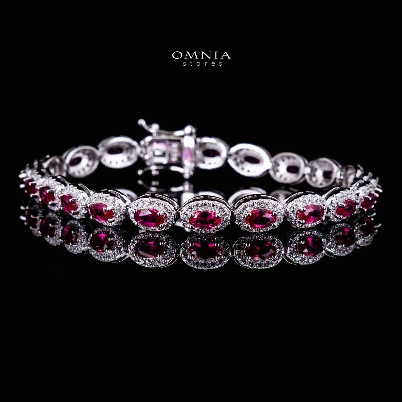 Omnia Syra Red Silver Bracelet in 925 Silver High Quality Simulated Diamonds