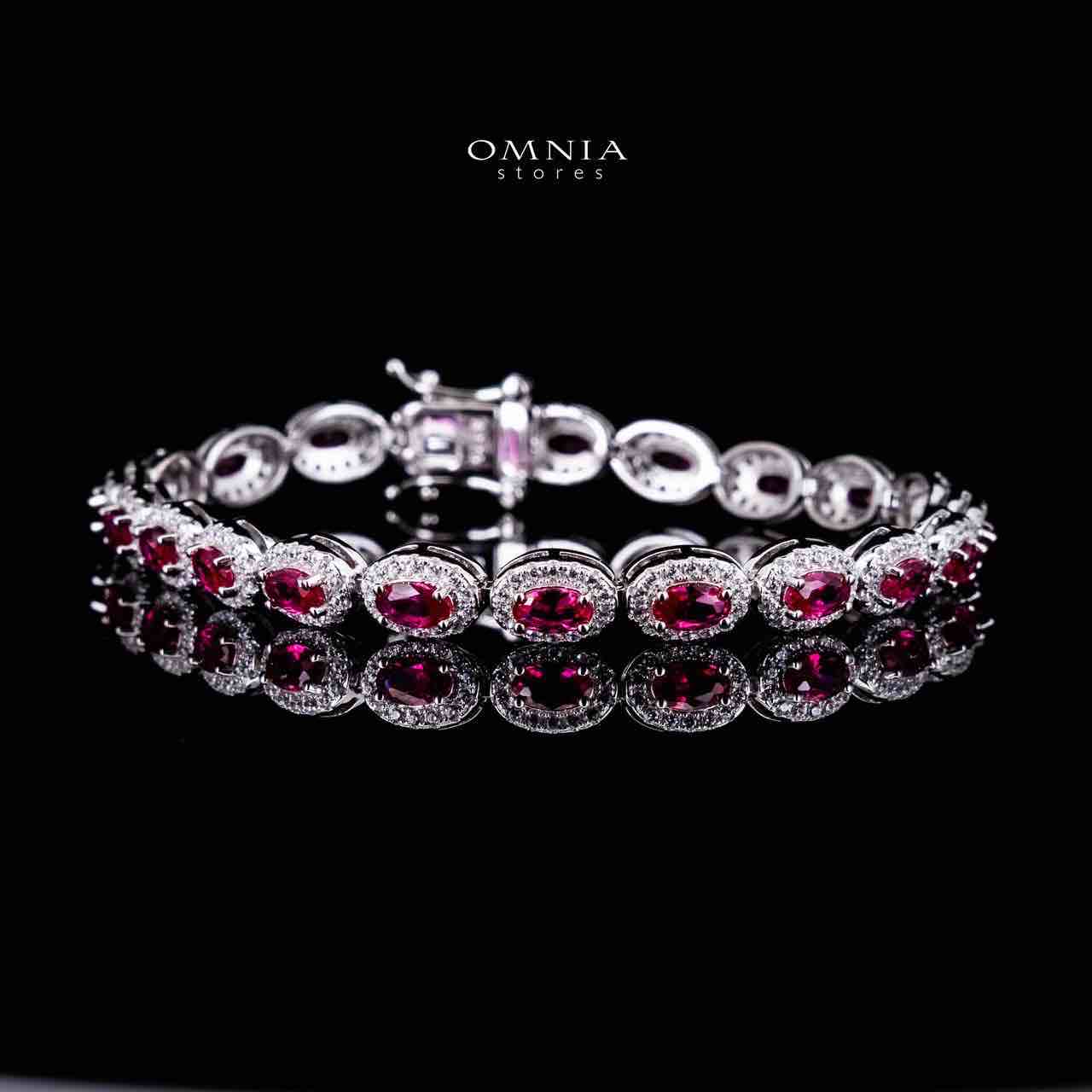 Omnia Syra Red Silver Bracelet in 925 Silver High Quality Simulated Diamonds - OMNIASTORES UAE