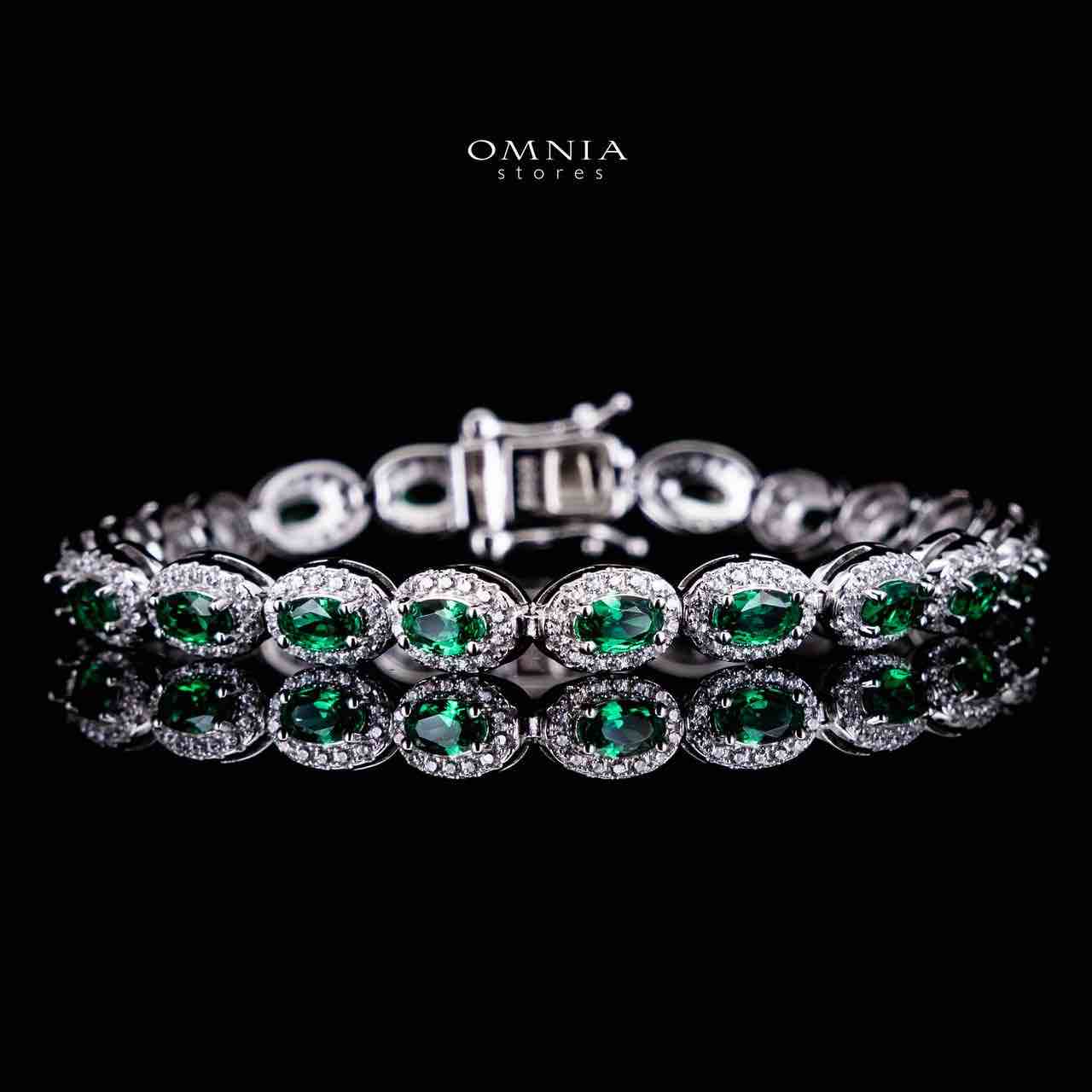 Omnia Syra Green Silver Bracelet in 925 Silver High Quality Simulated Diamonds - OMNIASTORES UAE