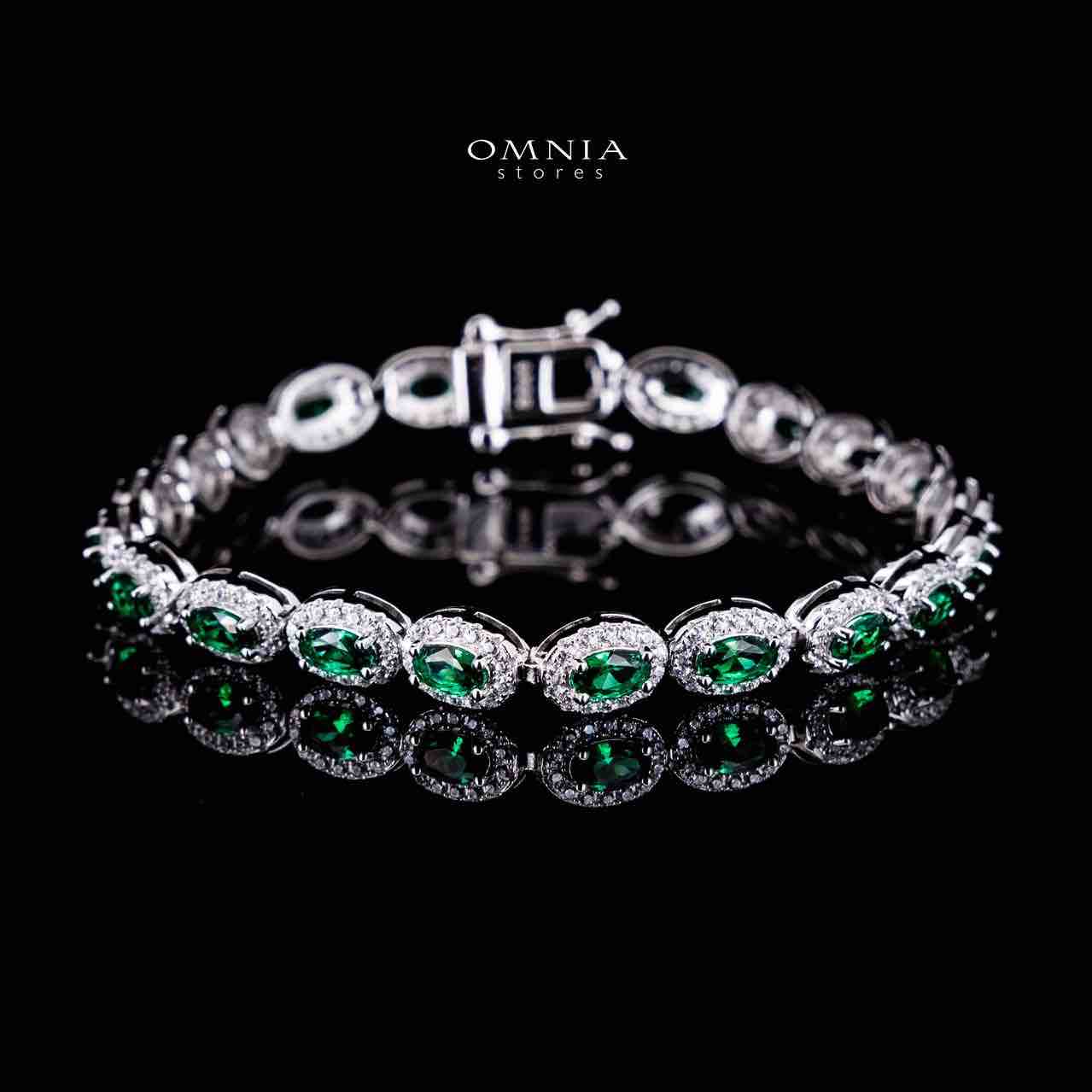 Omnia Syra Green Silver Bracelet in 925 Silver High Quality Simulated Diamonds - OMNIASTORES UAE