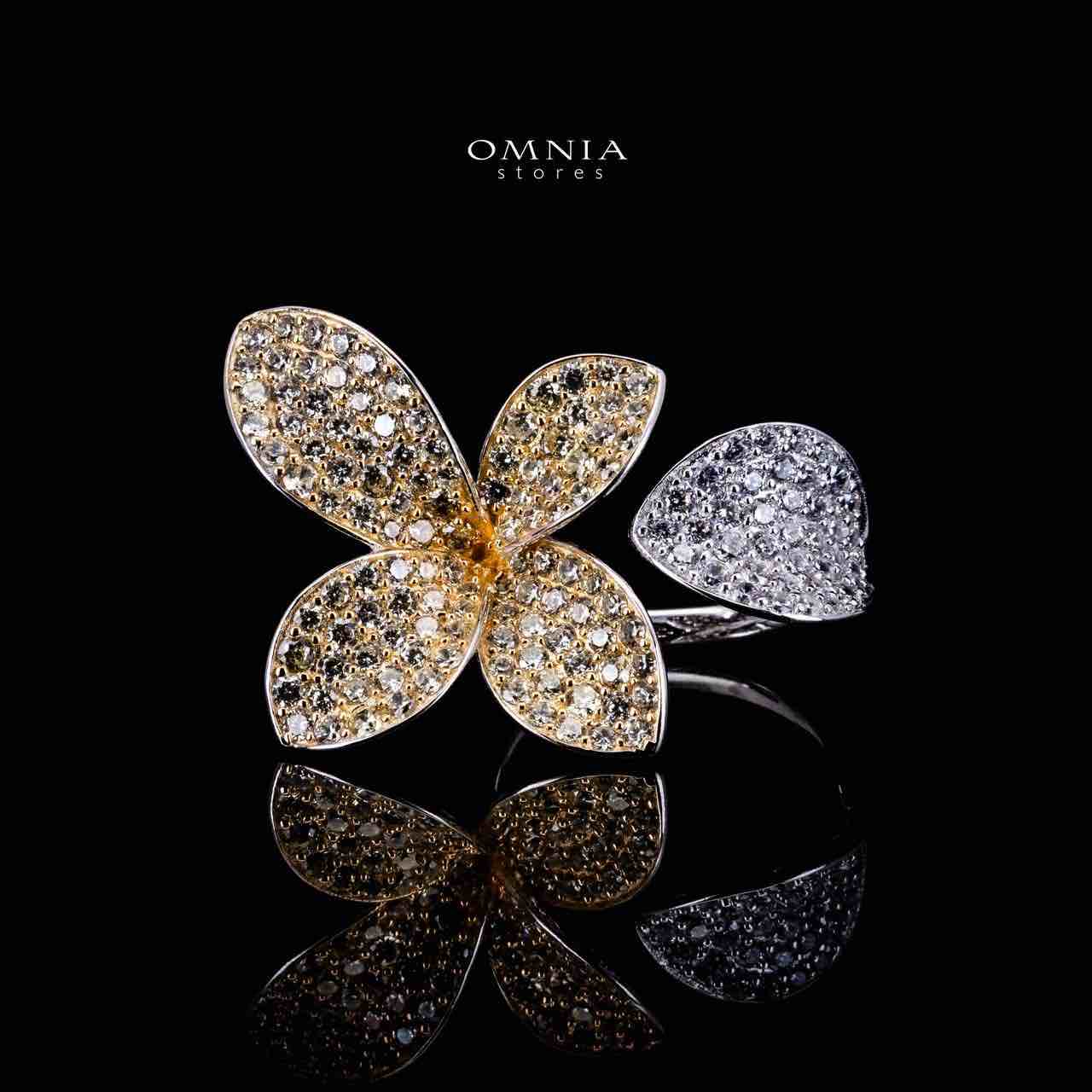 Omnia Dayana Gold and Silver Ring in 925 Silver In High Quality Simulated Diamonds - OMNIASTORES UAE
