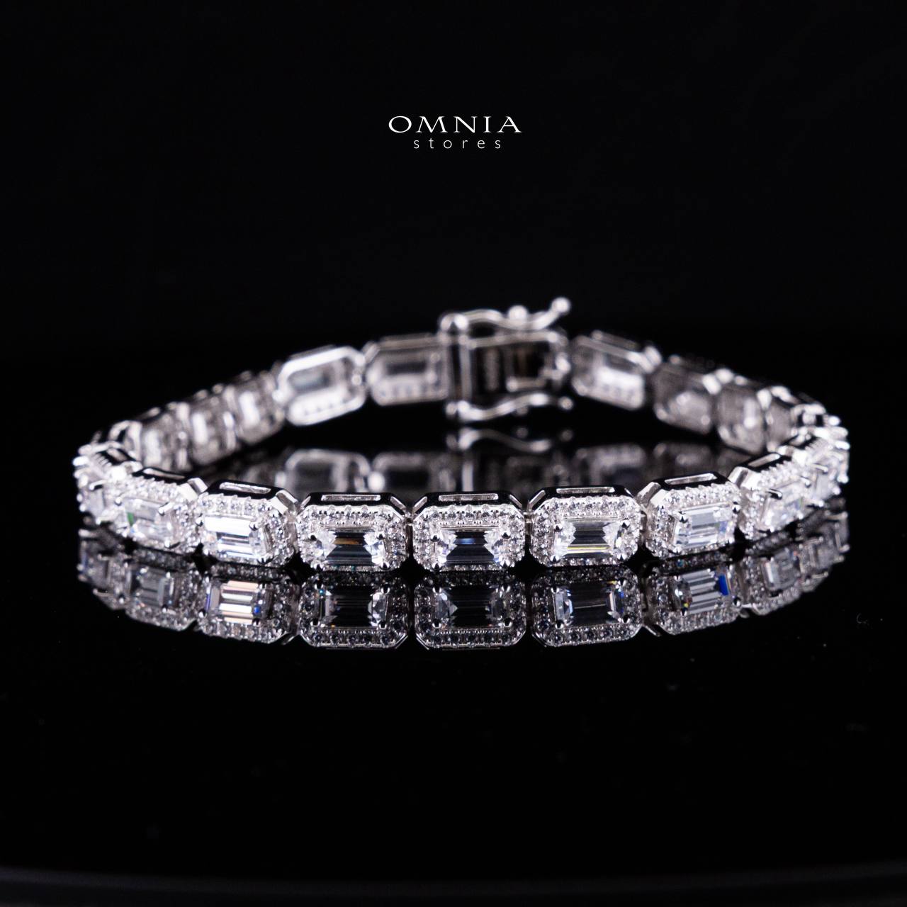 Omnia Afrah Silver Bracelet in 925 Silver High Quality Simulated Diamonds - OMNIASTORES UAE