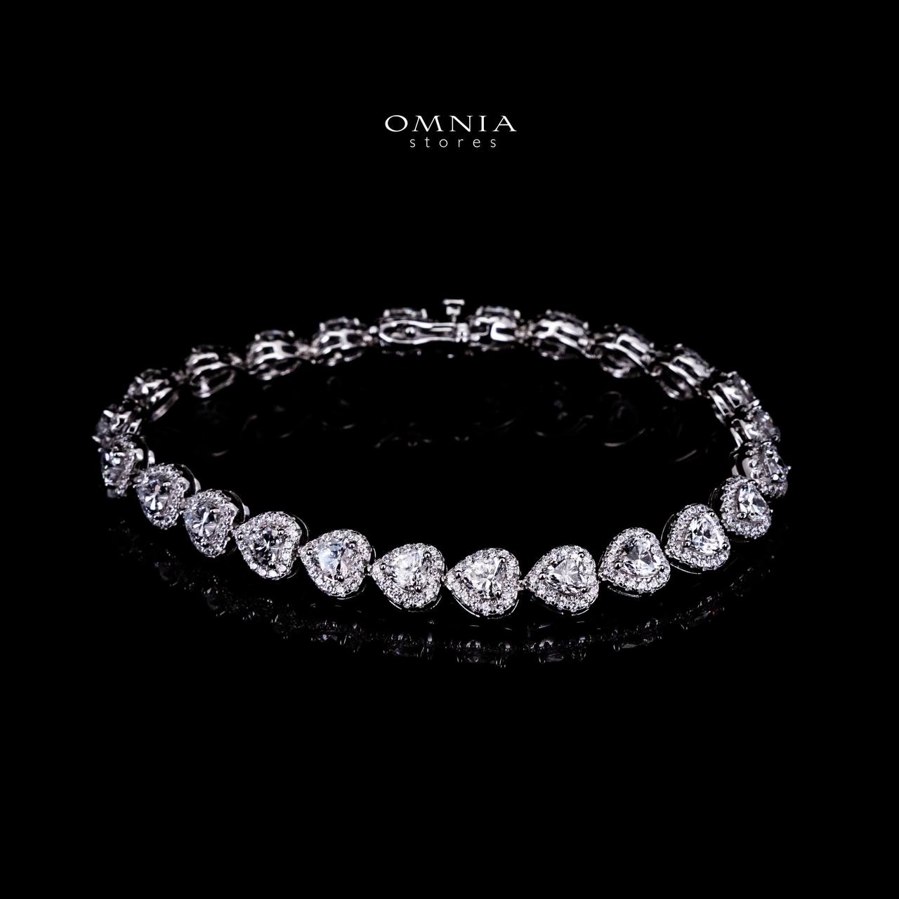 Omnia Ayeza Heart Silver Bracelet in 925 Silver High Quality Simulated Diamonds