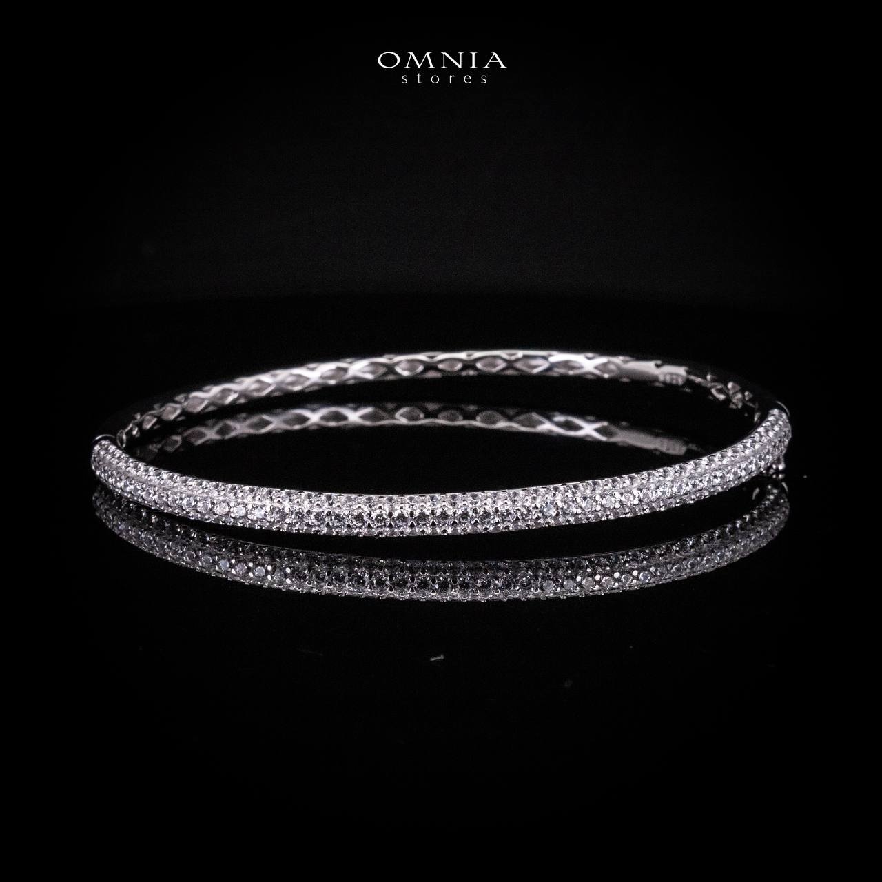 Omnia Karima White Bangle in 925 Silver High Quality Simulated Diamonds - OMNIASTORES UAE