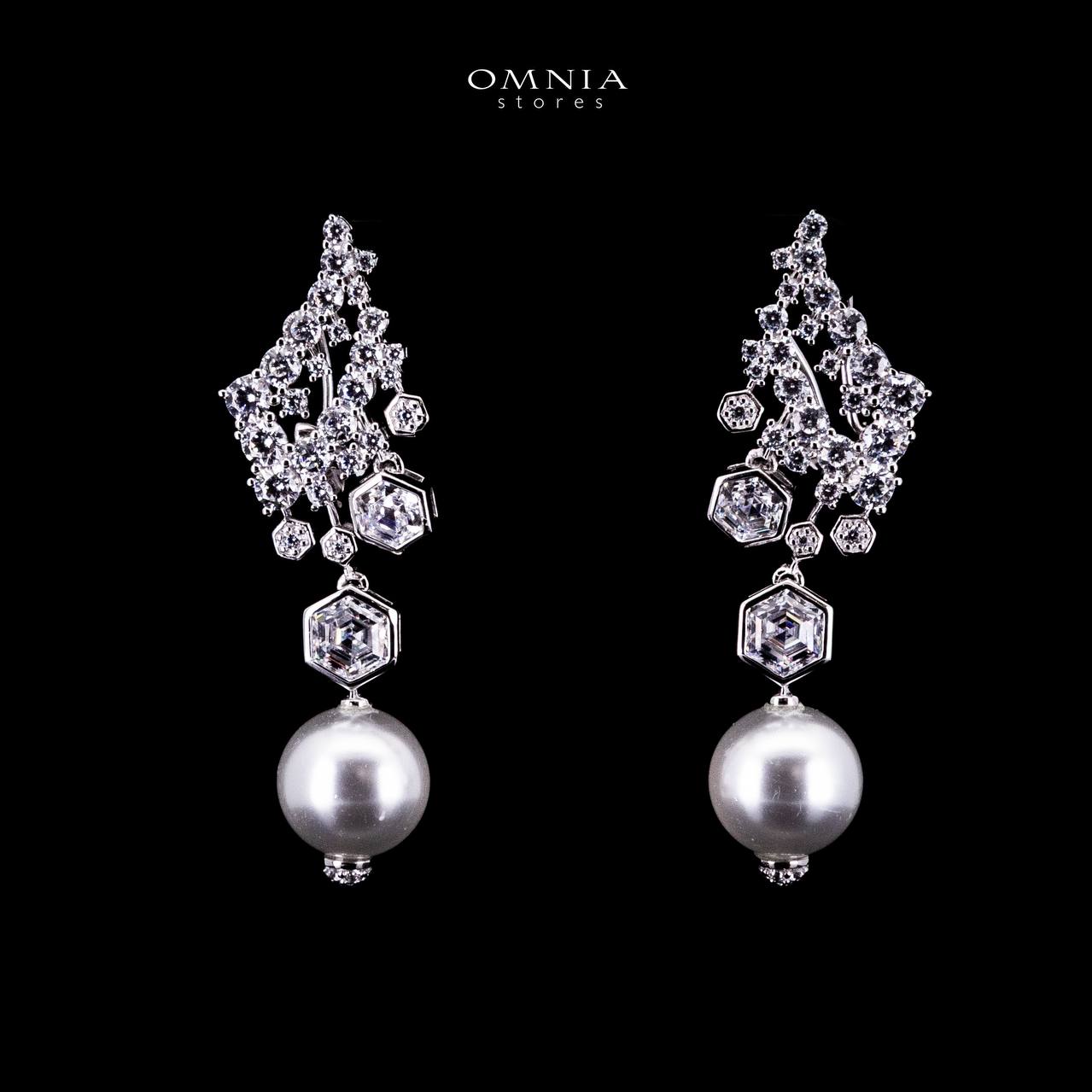Omnia Suraiya Silver Winged Freash Real Pear Drop Earrings in 925 Silver High Quality White Simulated Diamond Stones - OMNIASTORES UAE