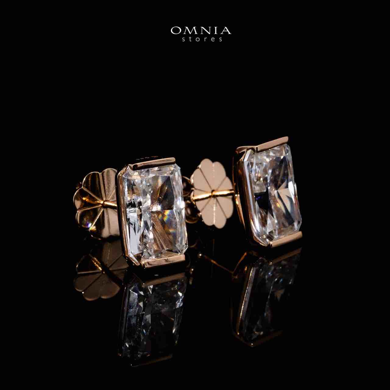 Omnia Rym White and Gold Earrings With High Quality Certified Lab Crafted Stones In 925 Silver - OMNIASTORES UAE