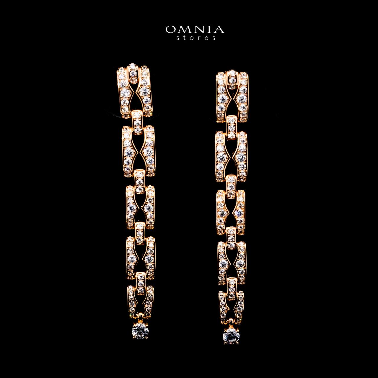 Omnia Athia Gold Drop Earrings With High Quality Certified Lab Crafted Stones In 925 Silver - OMNIASTORES UAE