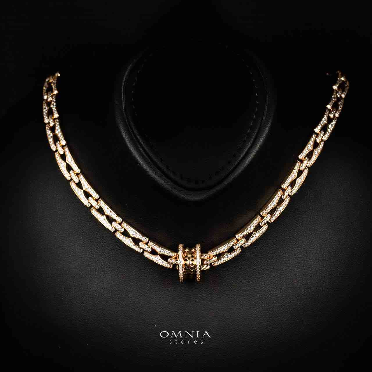 Omnia Munah Gold Pendant Necklace With High Quality Certified Lab Crafted Stones In 925 Silver