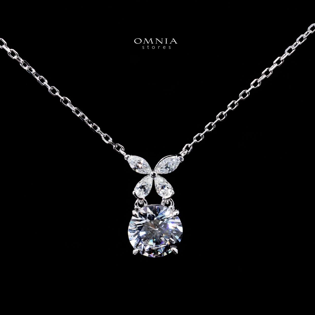 Omnia Sameera White Pendant Necklace With High Quality Certified Lab Crafted Stones In 925 Silver