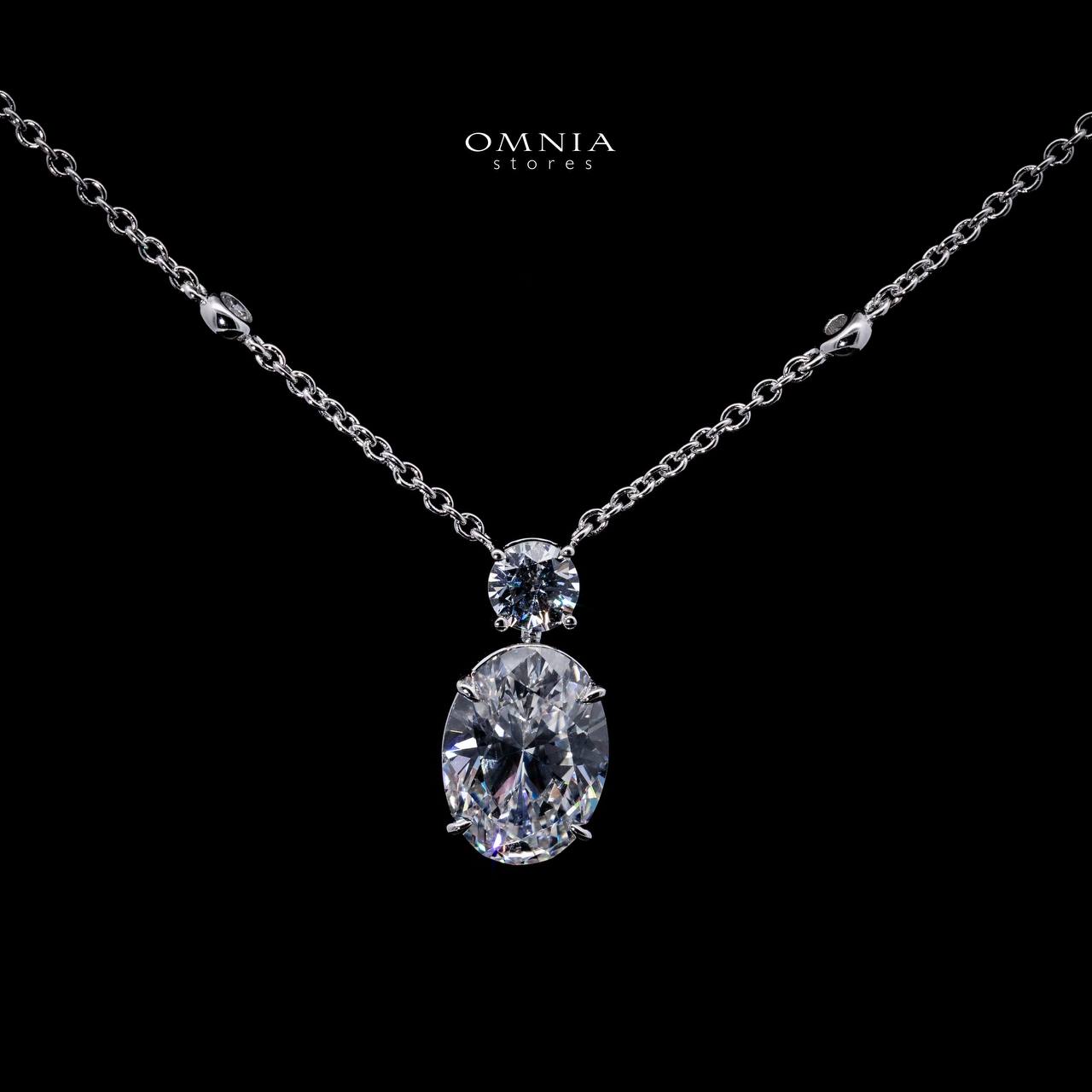 Omnia Eifa White Round Pendant Necklace With High Quality Certified Lab Crafted Stones In 925 Silver