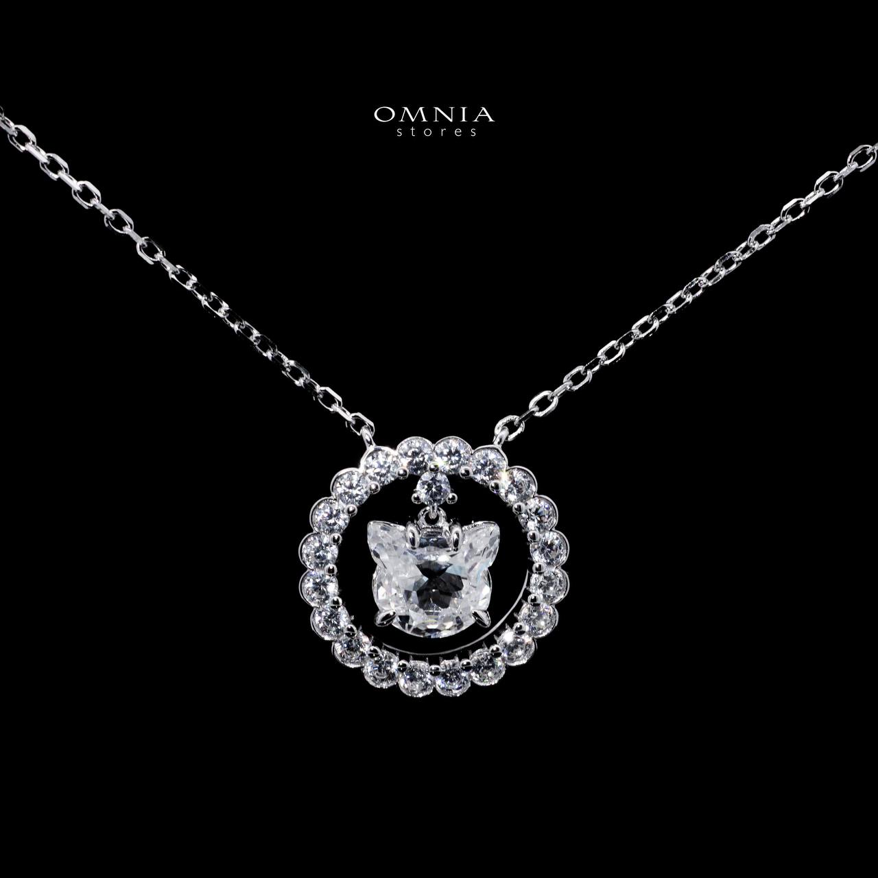 Omnia Raisa White Pendant Necklace With High Quality Certified Lab Crafted Stones In 925 Silver
