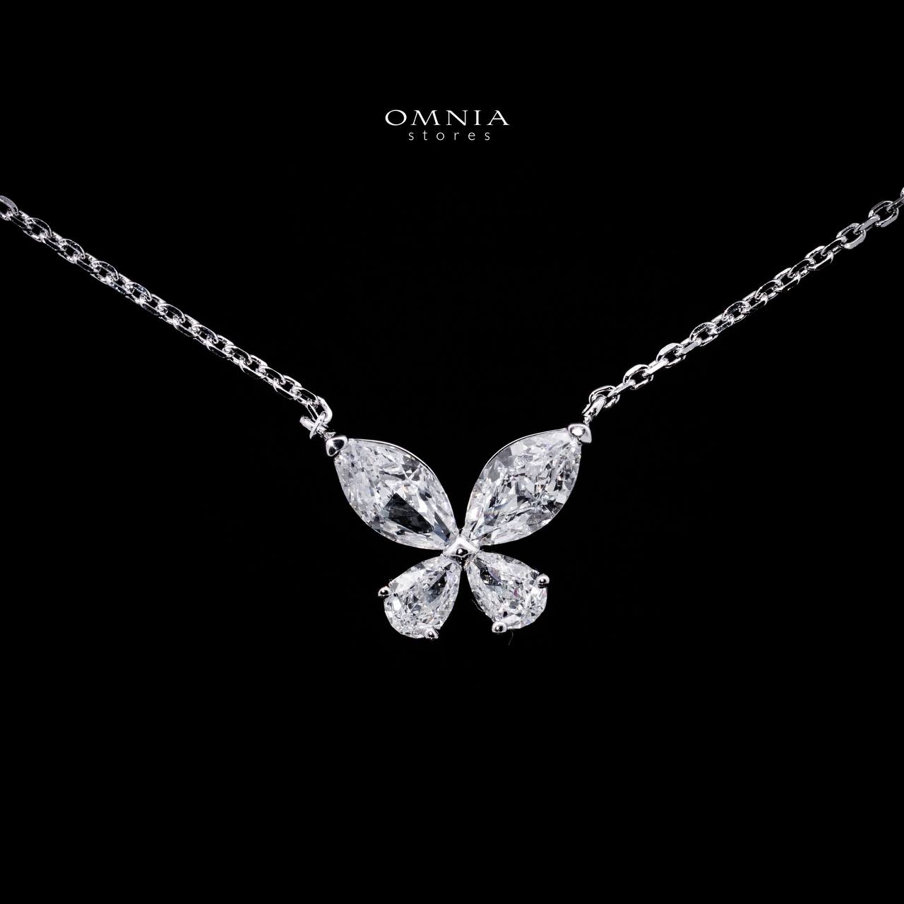 Omnia Ziara White Pendant Necklace With High Quality Certified Lab Crafted Stones In 925 Silver