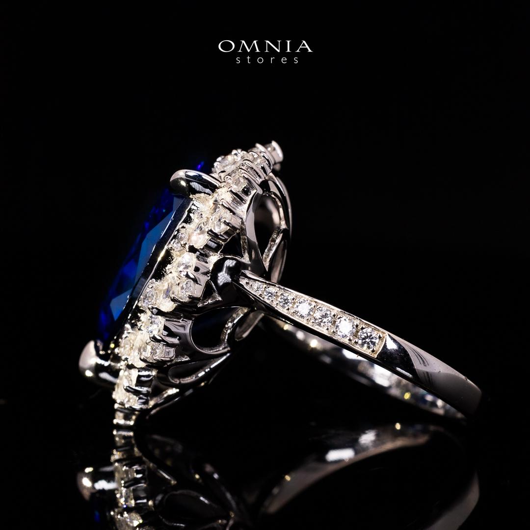Omnia Roua White and Blue Ring With High Quality Certified Lab Crafted Stones In 925 Silver - OMNIASTORES UAE