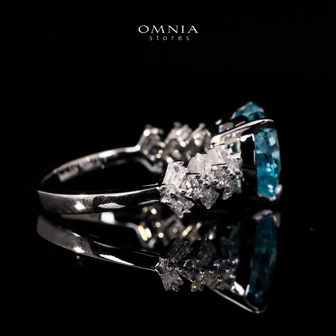 Omnia Saby Heart Sky Blue Heart Ring With High Quality Certified Lab Crafted Stones In 925 Silver