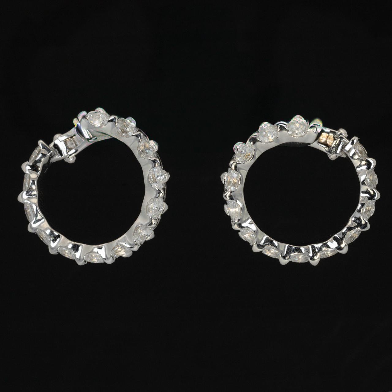 Omnia Shasa White Earrings With High Quality Certified Lab Crafted Stones In 925 Silver