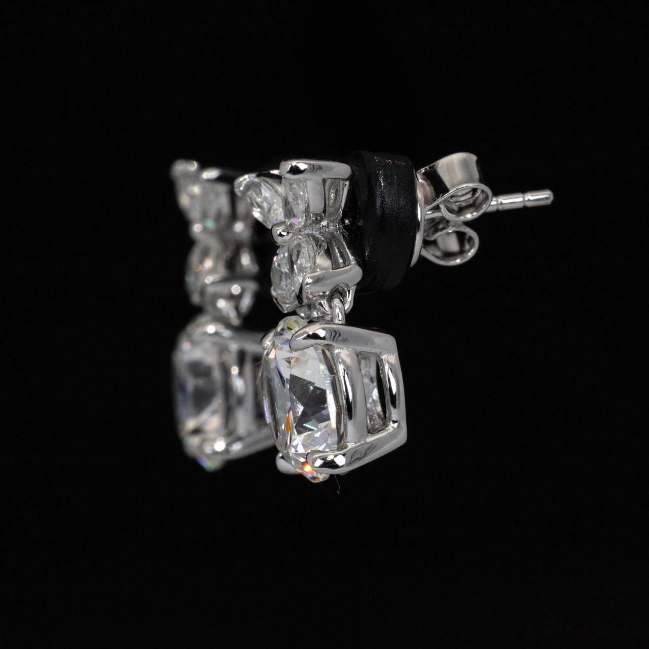 Omnia Sameera White Drop Earrings With High Quality Certified Lab Crafted Stones In 925 Silver