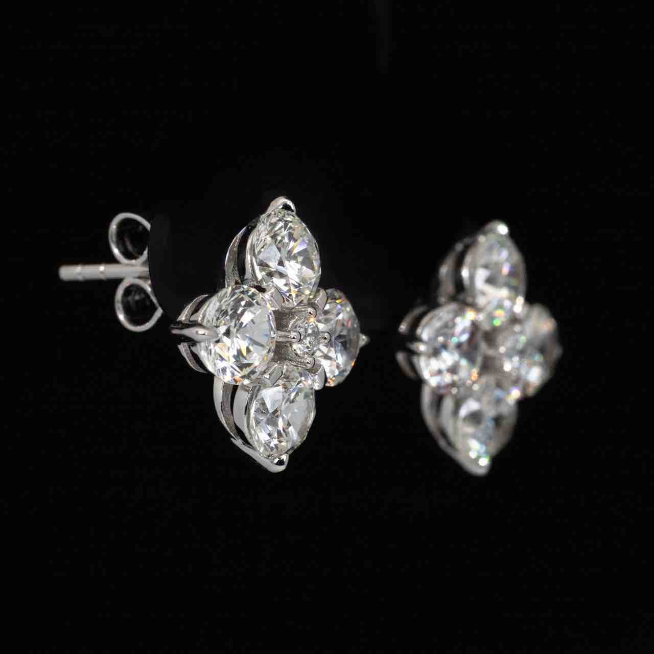 Omnia Azia Round Earrings With High Quality Certified Lab Crafted Stones In 925 Silver