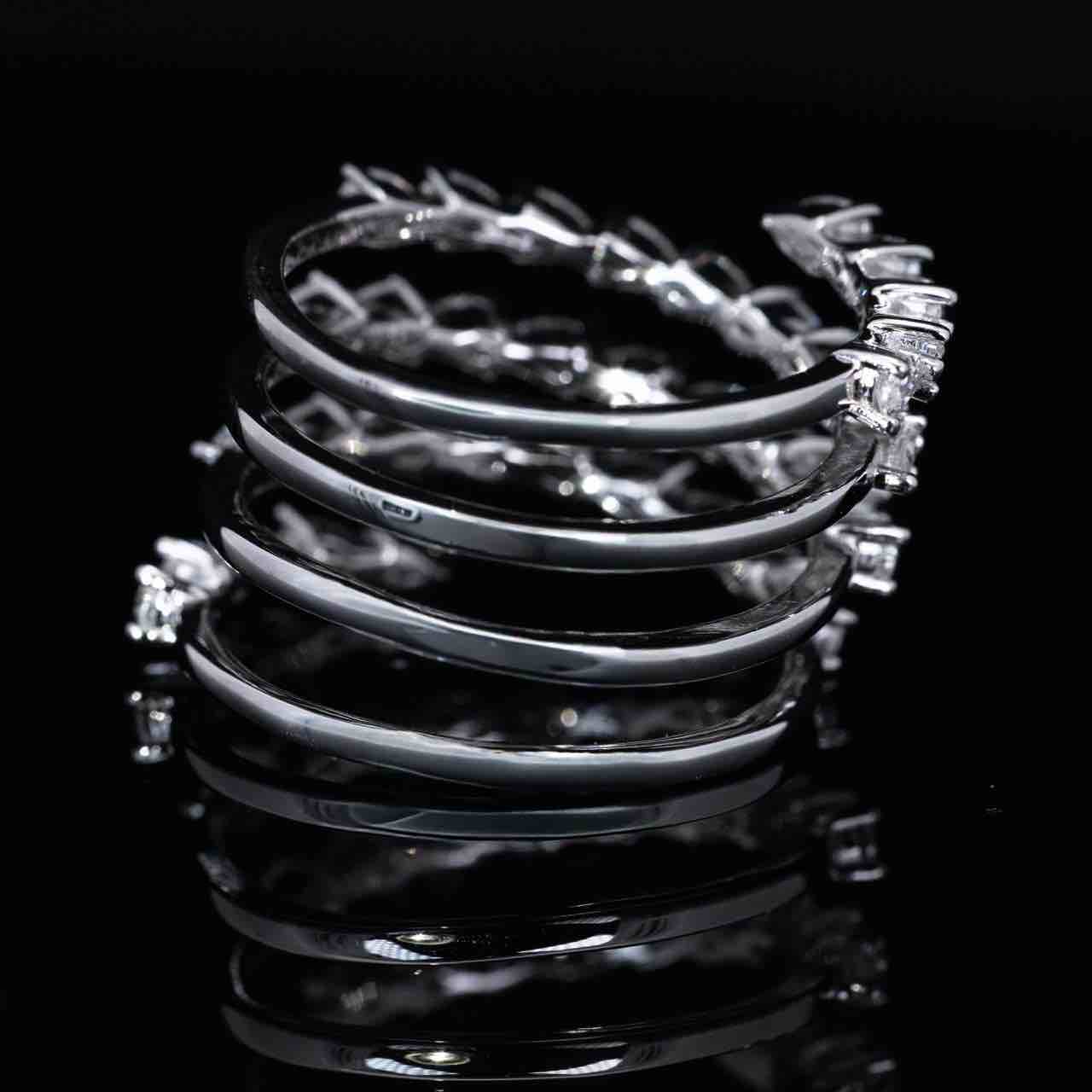 Omnia Lara White Ring With High Quality Simulated Diamonds In 925 Silver