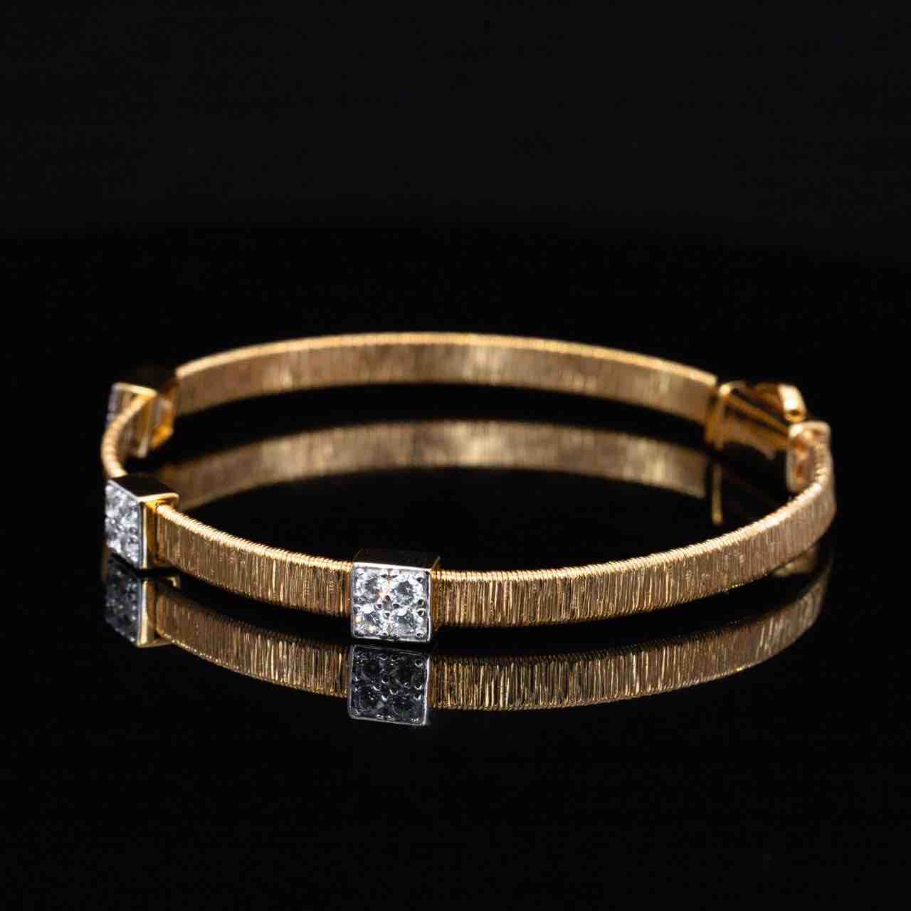 Omnia Sefa Gold Bracelet With High Quality White Simulated Diamonds Stones in 925 Silver
