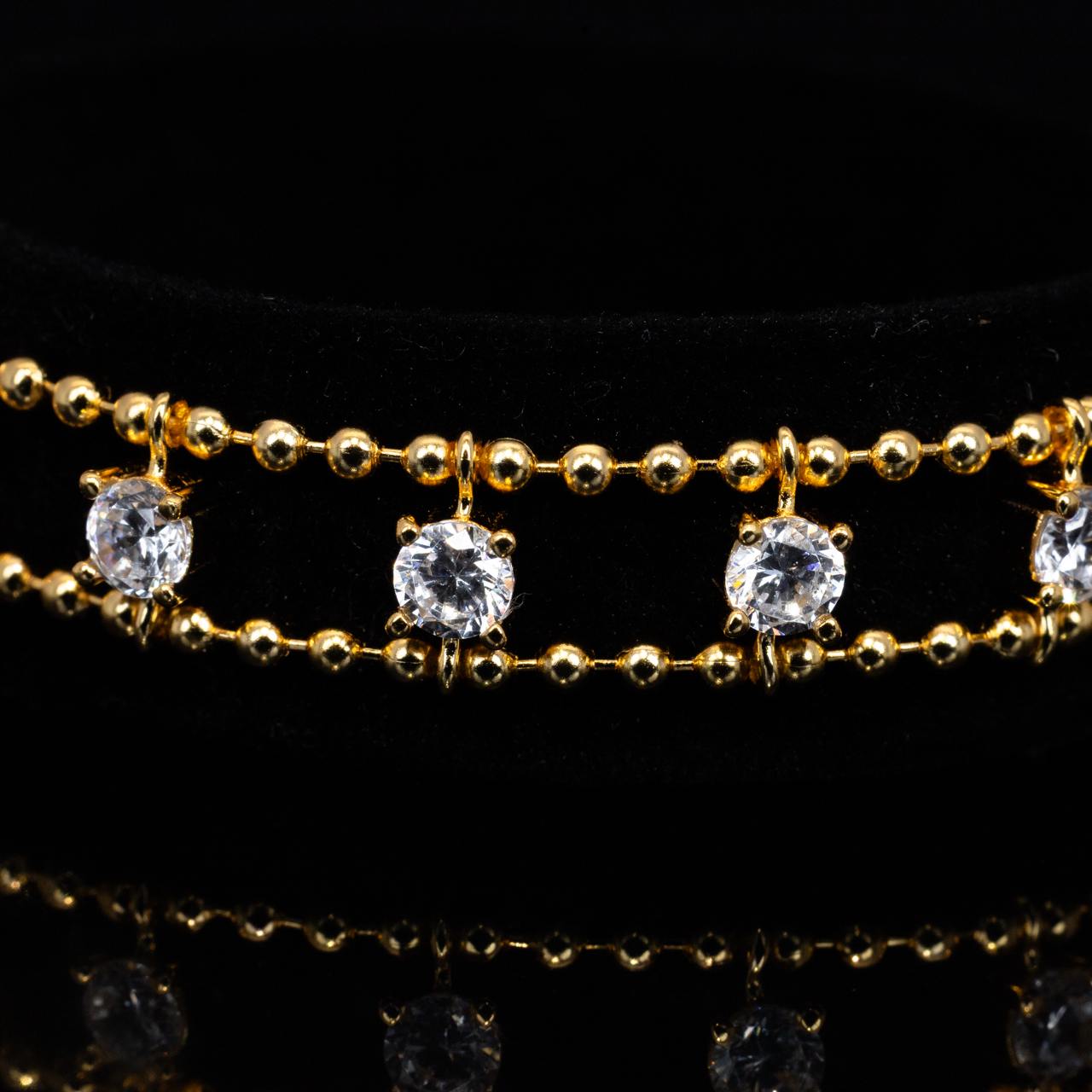 Omnia Aroos Gold Bracelet With High Quality White Simulated Diamonds Stones in 925 Silver