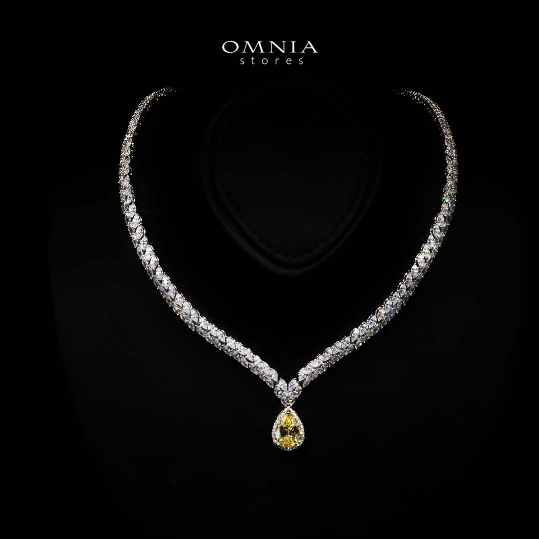 Omnia Aamira Teardrop-Design Bridal Yellow Full Set with High-Quality Zircon Stones in Rhodium-Plated Finish - OMNIASTORES UAE