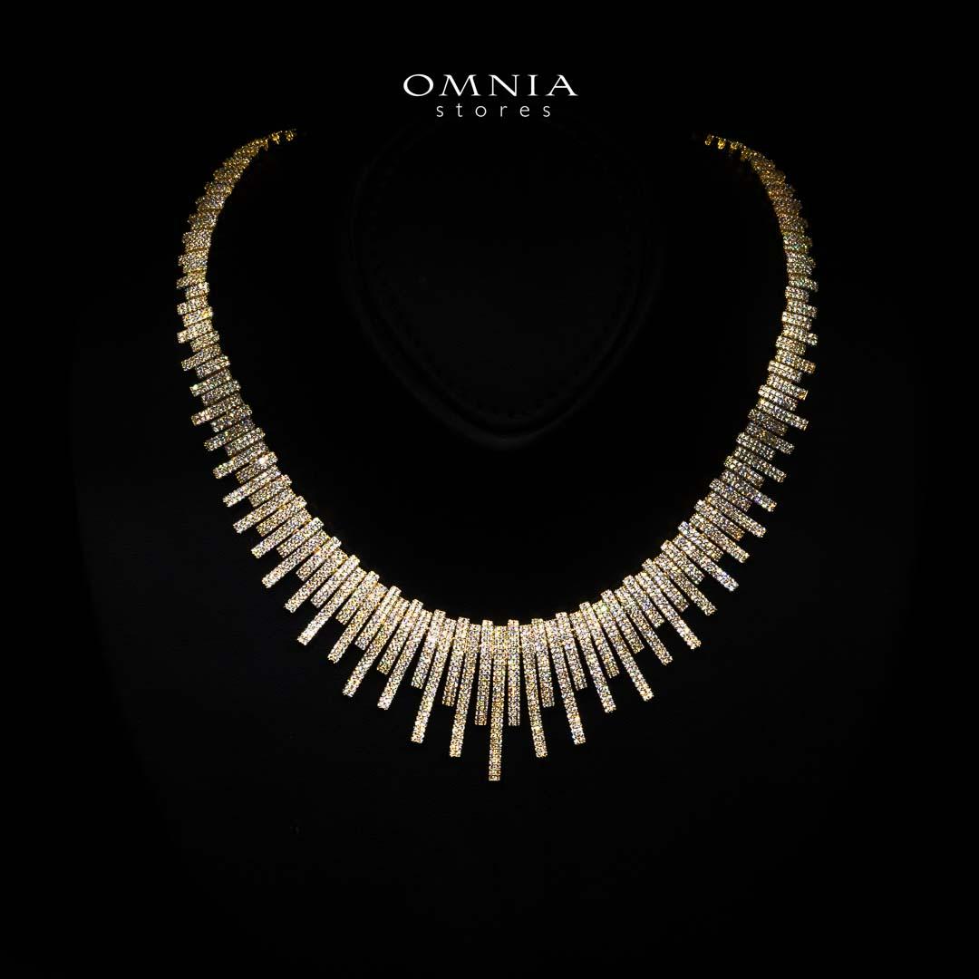 Omnia Ashley Gold Luxury Bridal Full Set Accessories High Quality Zircon Stone in Rhodium Plated - OMNIASTORES UAE