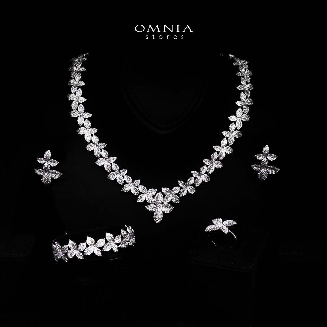 Omnia Laura White Luxury Bridal Full Set in High Quality Rhodium Plated Zircon Stones - OMNIASTORES UAE