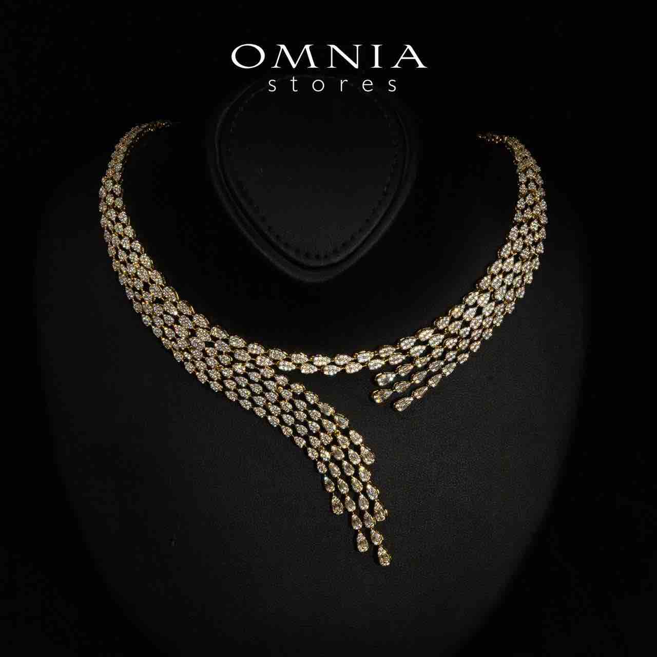 Omnia Beretta Luxury Gold Bridal Full Set in High Quality Zircon Stone Rhodium Plated - OMNIASTORES UAE