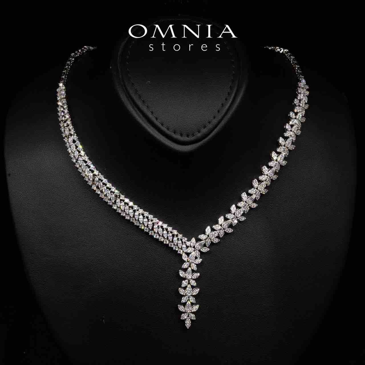 Omnia Zoie White Luxury Bridal Full Set in High Quality Rhodium Plated Zircon Stones