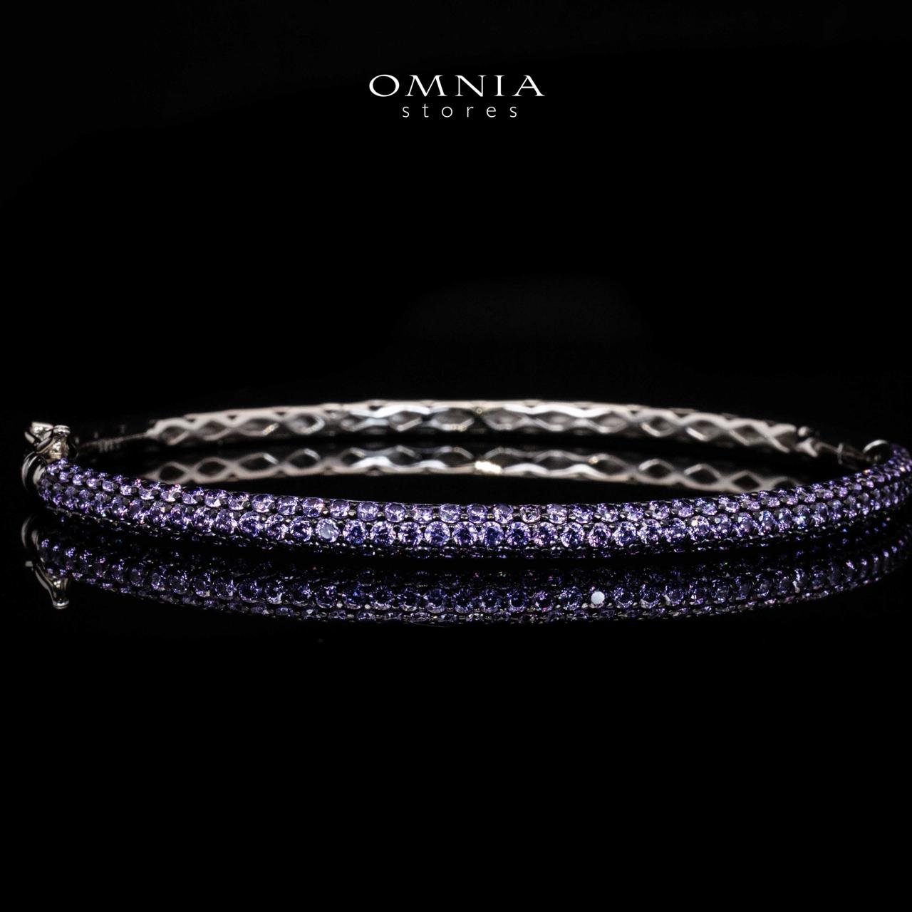 Omnia Zenah White Bangle With High Quality Simulated Diamonds in 925 Silver