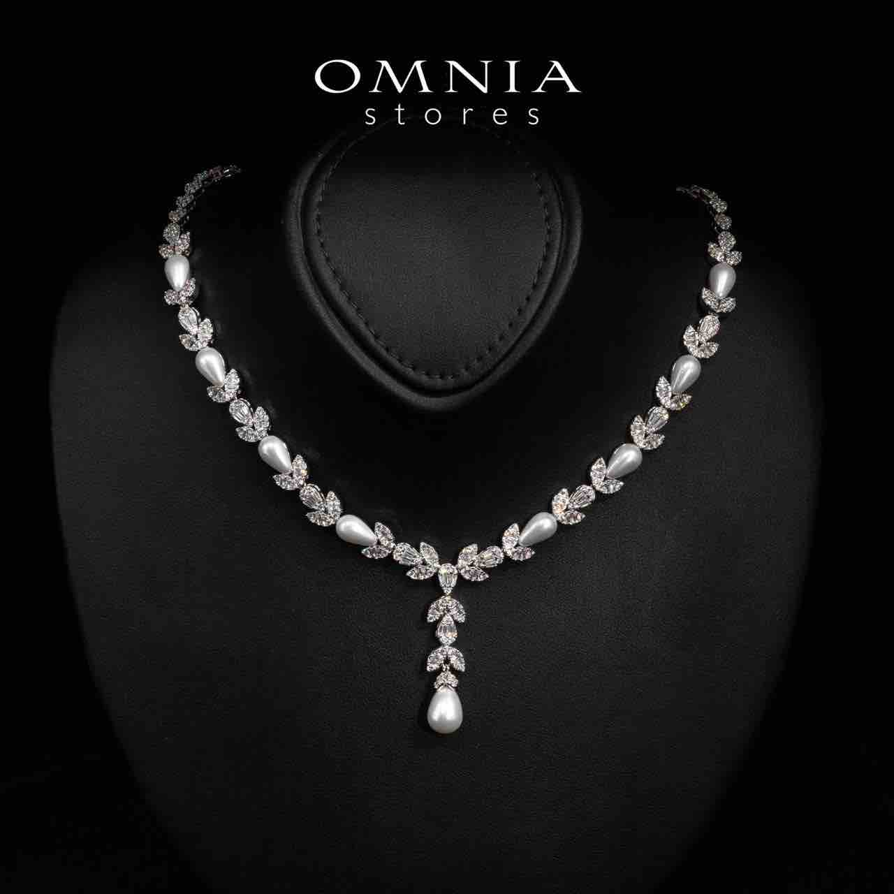 Omnia Shamsa White Pearl Luxury Bridal Full Set in High Quality Rhodium Plated Zircon Stones (16cm only available in KSA) - OMNIASTORES UAE