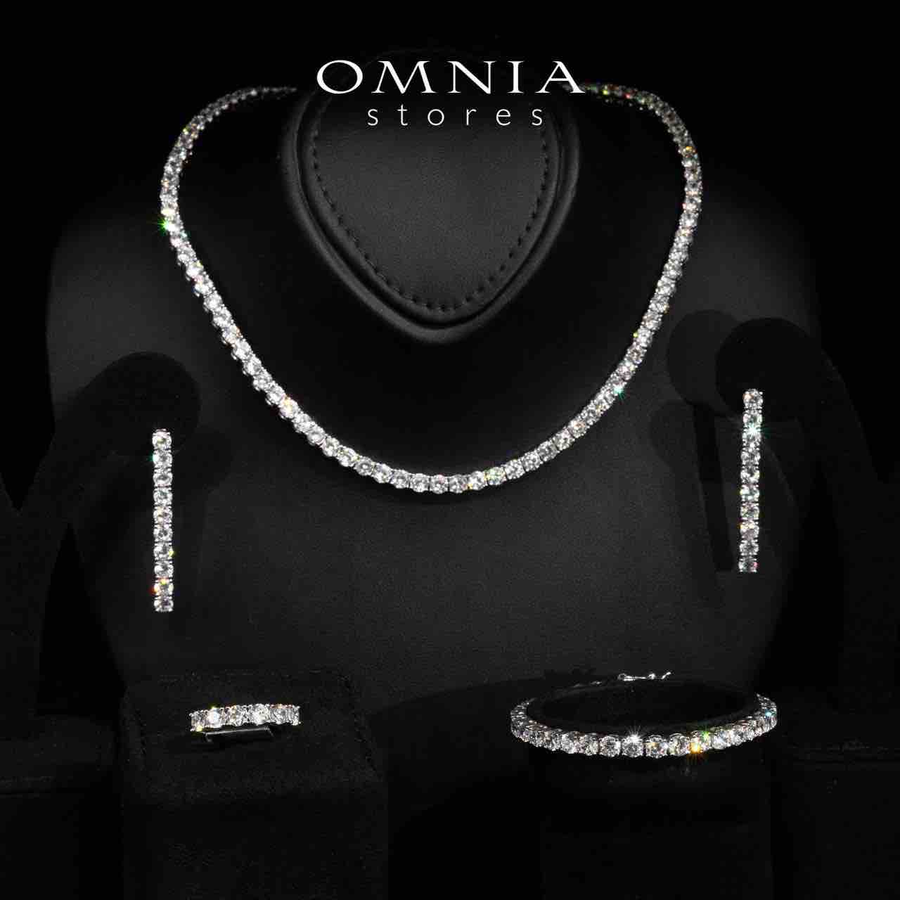 Omnia Ellen White Luxury Bridal Full Set in High Quality Rhodium Plated Zircon Stones - OMNIASTORES UAE
