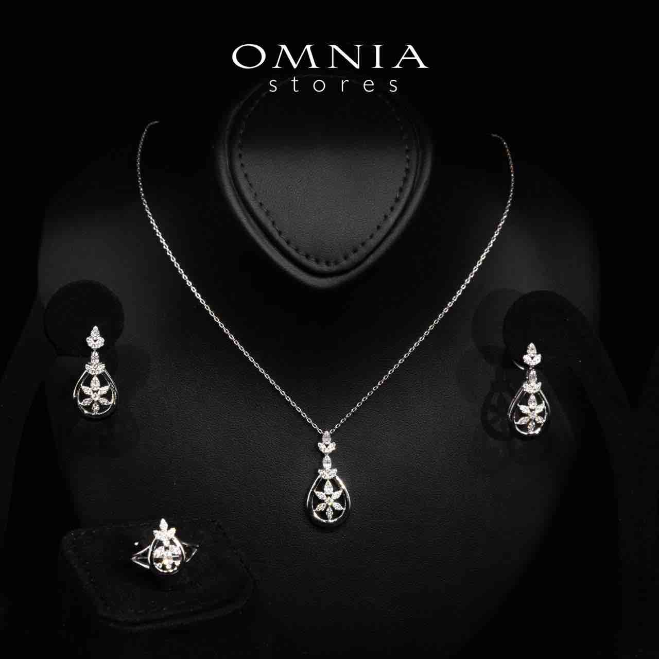 Omnia Erica White Necklace, Earrings and Ring Set in High Quality Rhodium Plated Zircon Stones - OMNIASTORES UAE