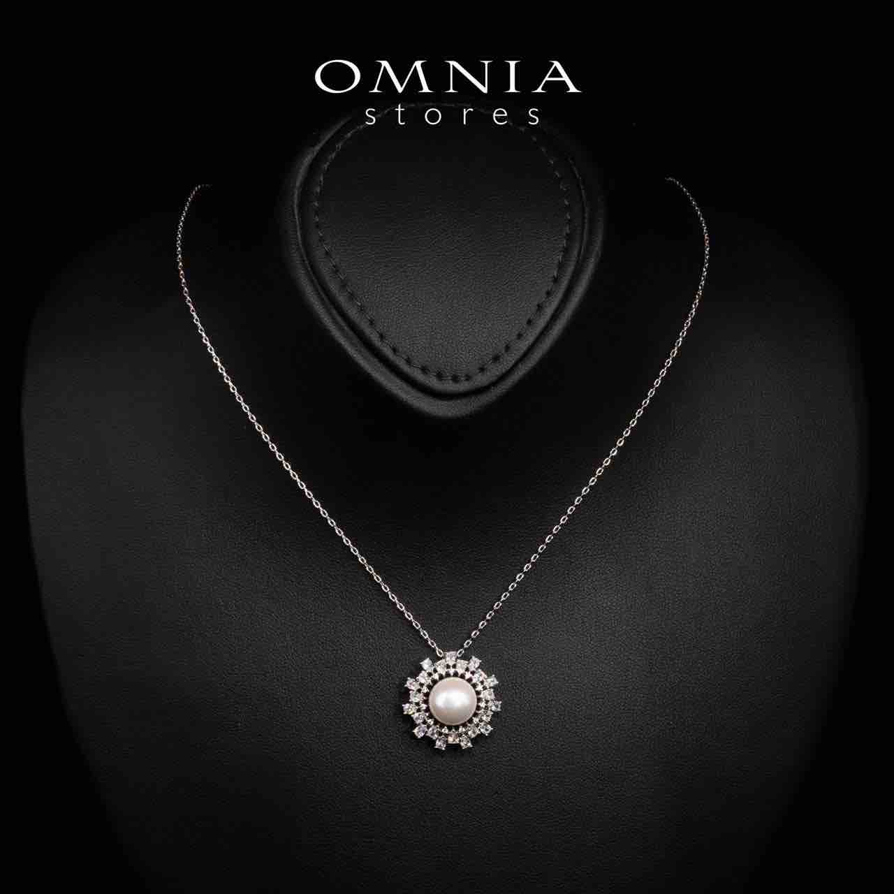 Omnia Darla White Pearl Necklace and Earrings Set in High Quality Rhodium Plated Zircon Stones - OMNIASTORES UAE