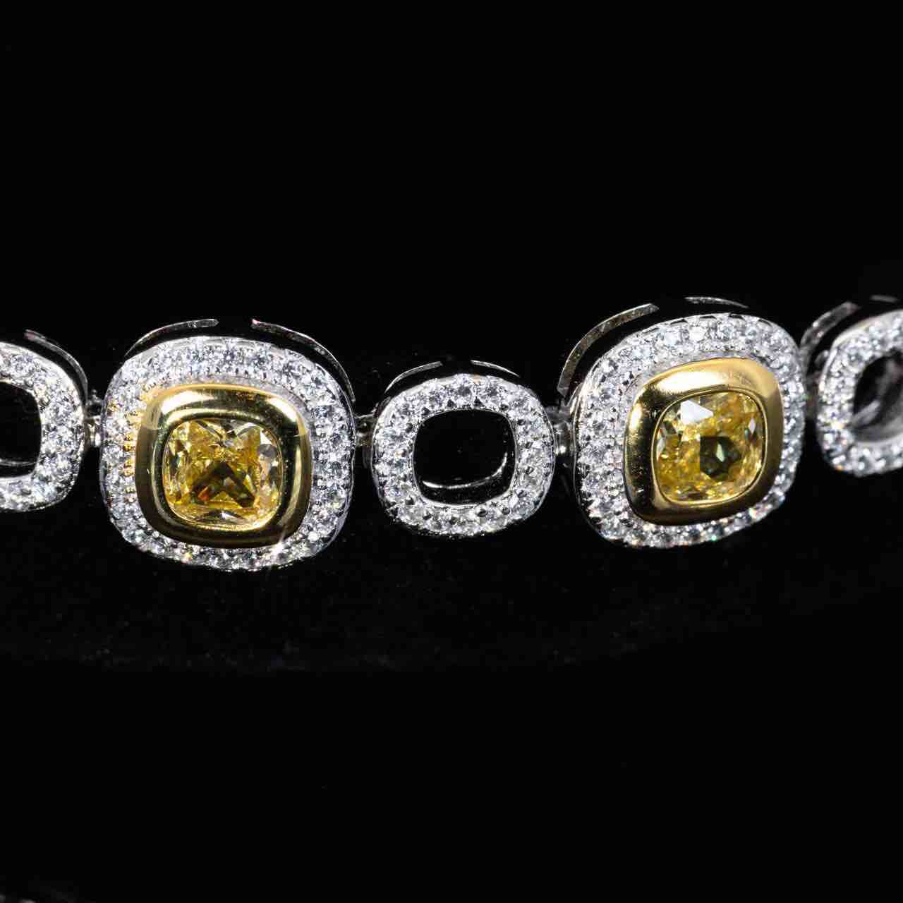 Omnia Faila White and Yellow Bracelet With High Quality Simulated Diamonds In 925 Silver