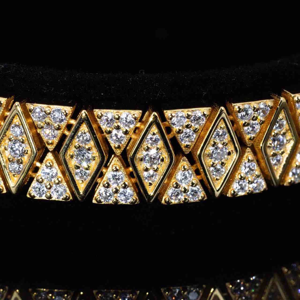Omnia Saly Gold and White Bracelet With High Quality Simulated Diamonds In 925 Silver - OMNIASTORES UAE