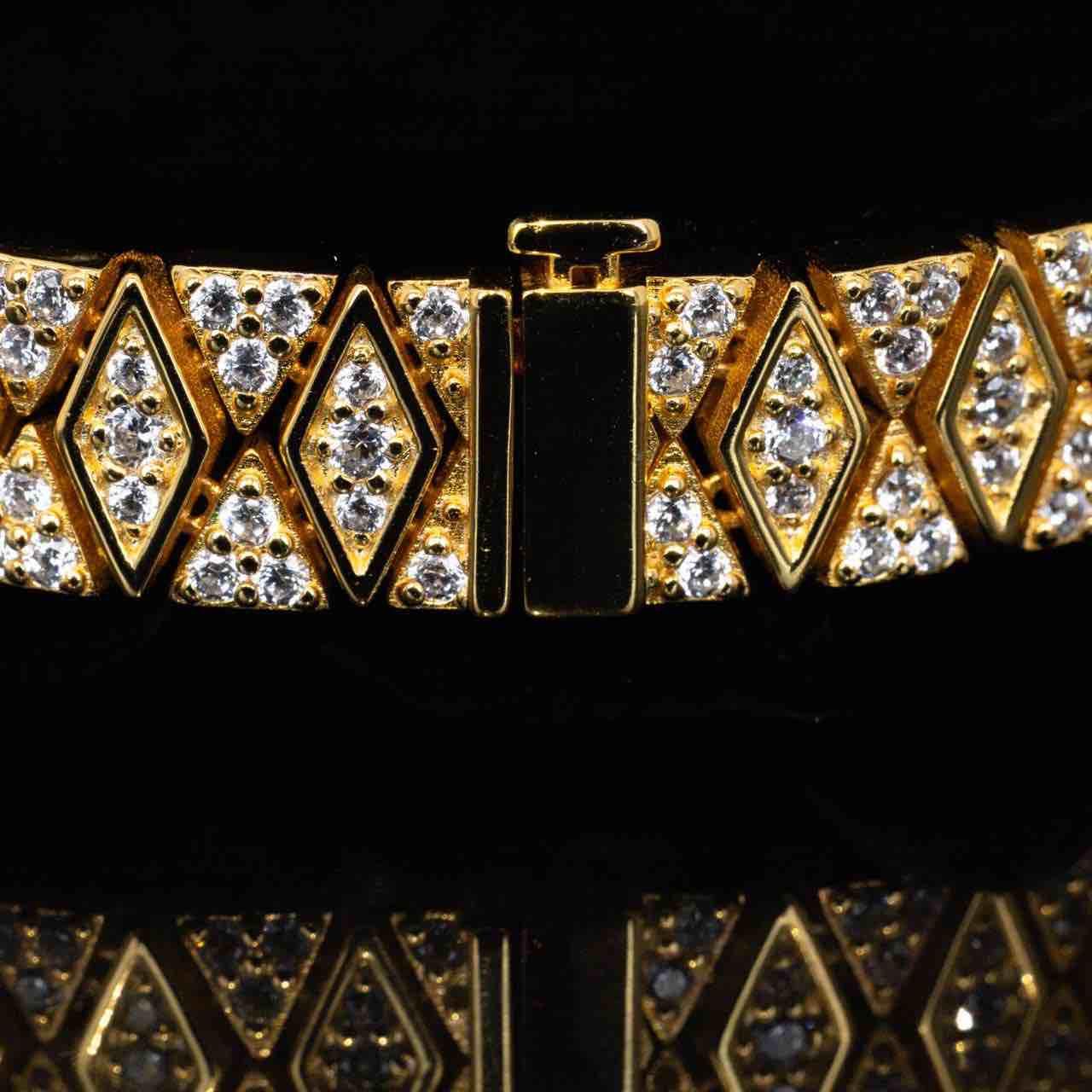 Omnia Saly Gold and White Bracelet With High Quality Simulated Diamonds In 925 Silver - OMNIASTORES UAE