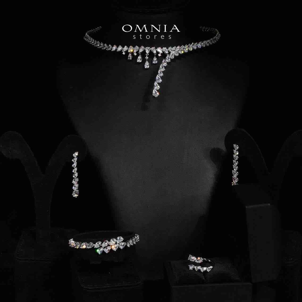 Omnia Ailyn Luxury White Choker Bridal Full Set in High Quality Zircon Stone Rhodium Plated