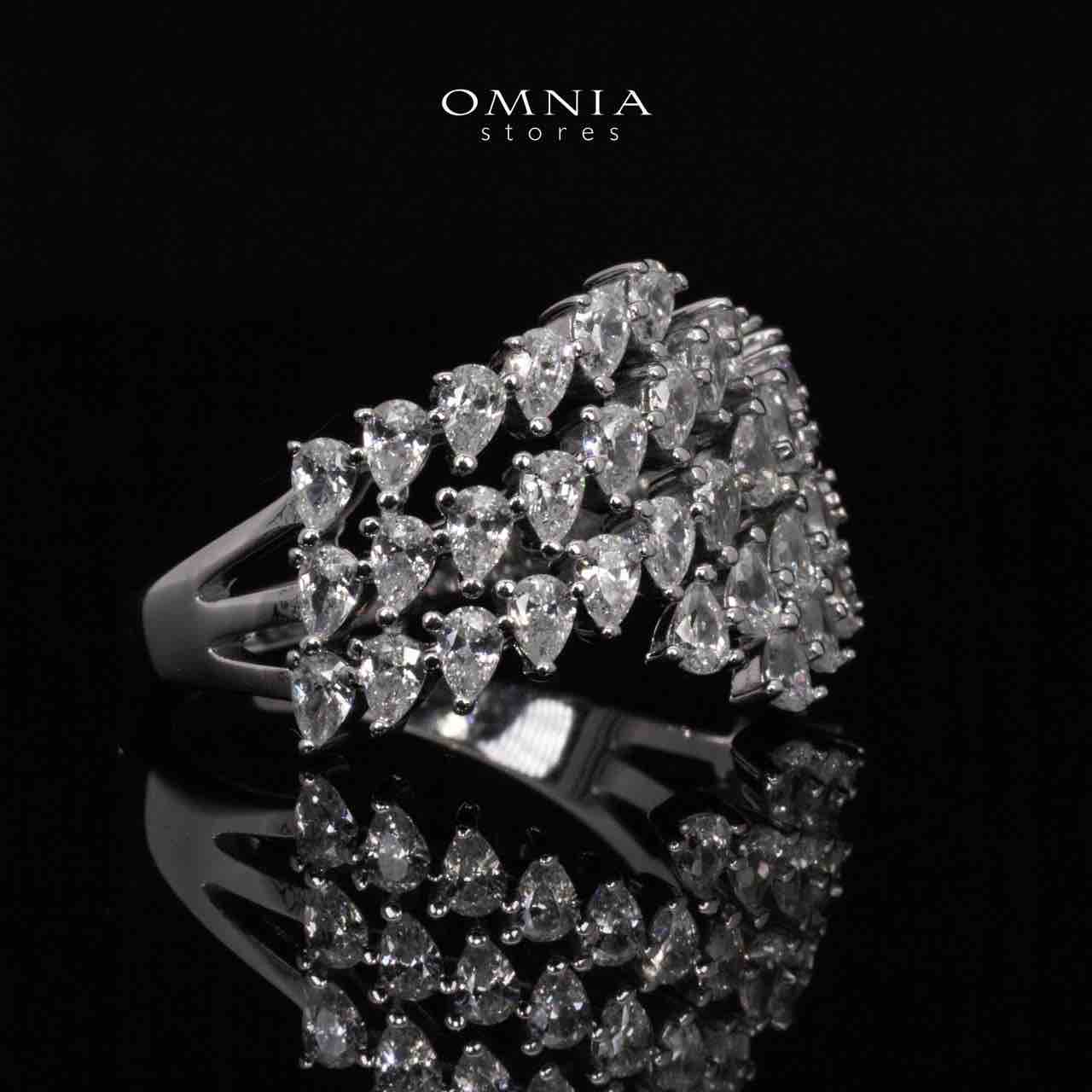 Omnia Klara White Ring With High Quality Simulated Diamonds In 925 Silver - OMNIASTORES UAE