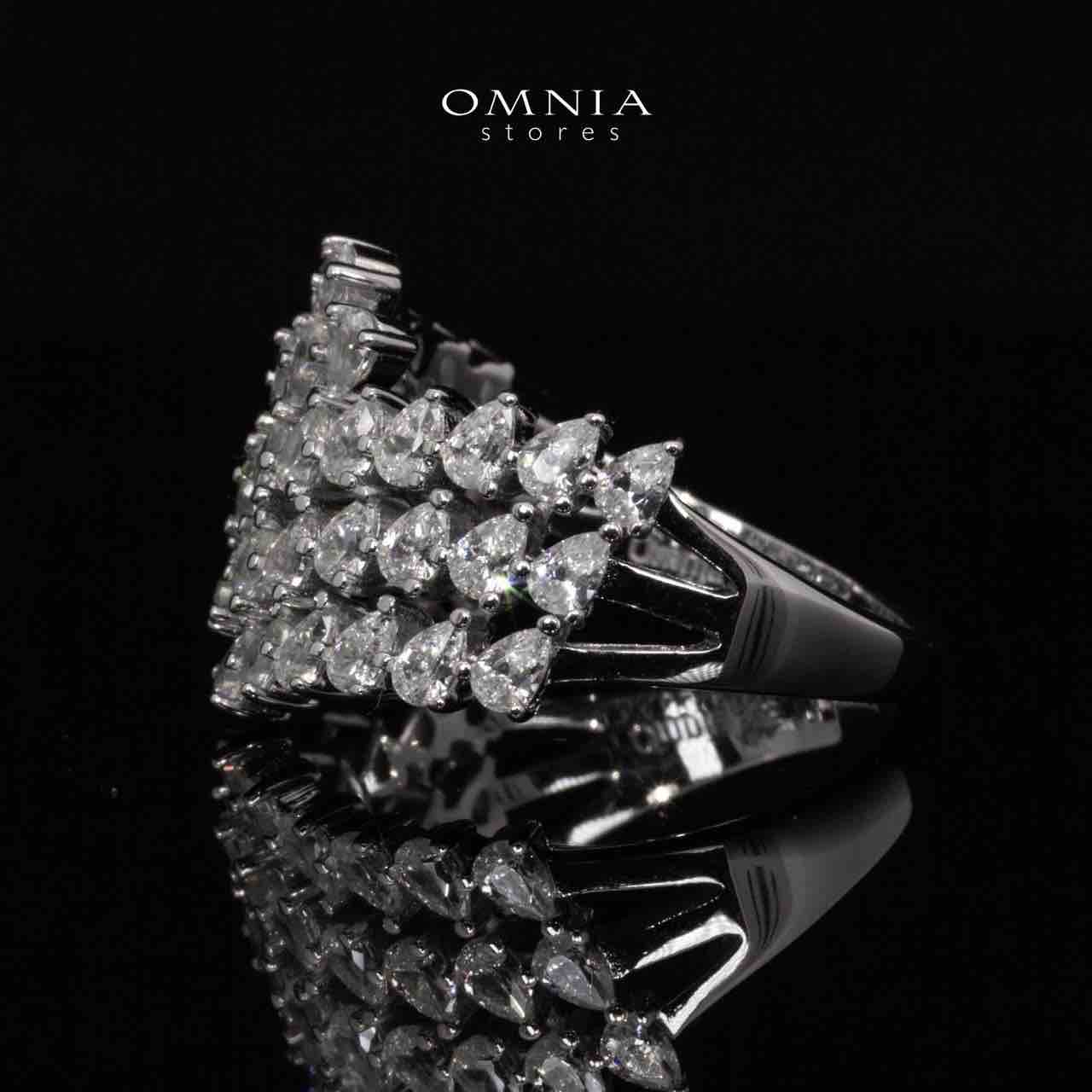 Omnia Klara White Ring With High Quality Simulated Diamonds In 925 Silver - OMNIASTORES UAE
