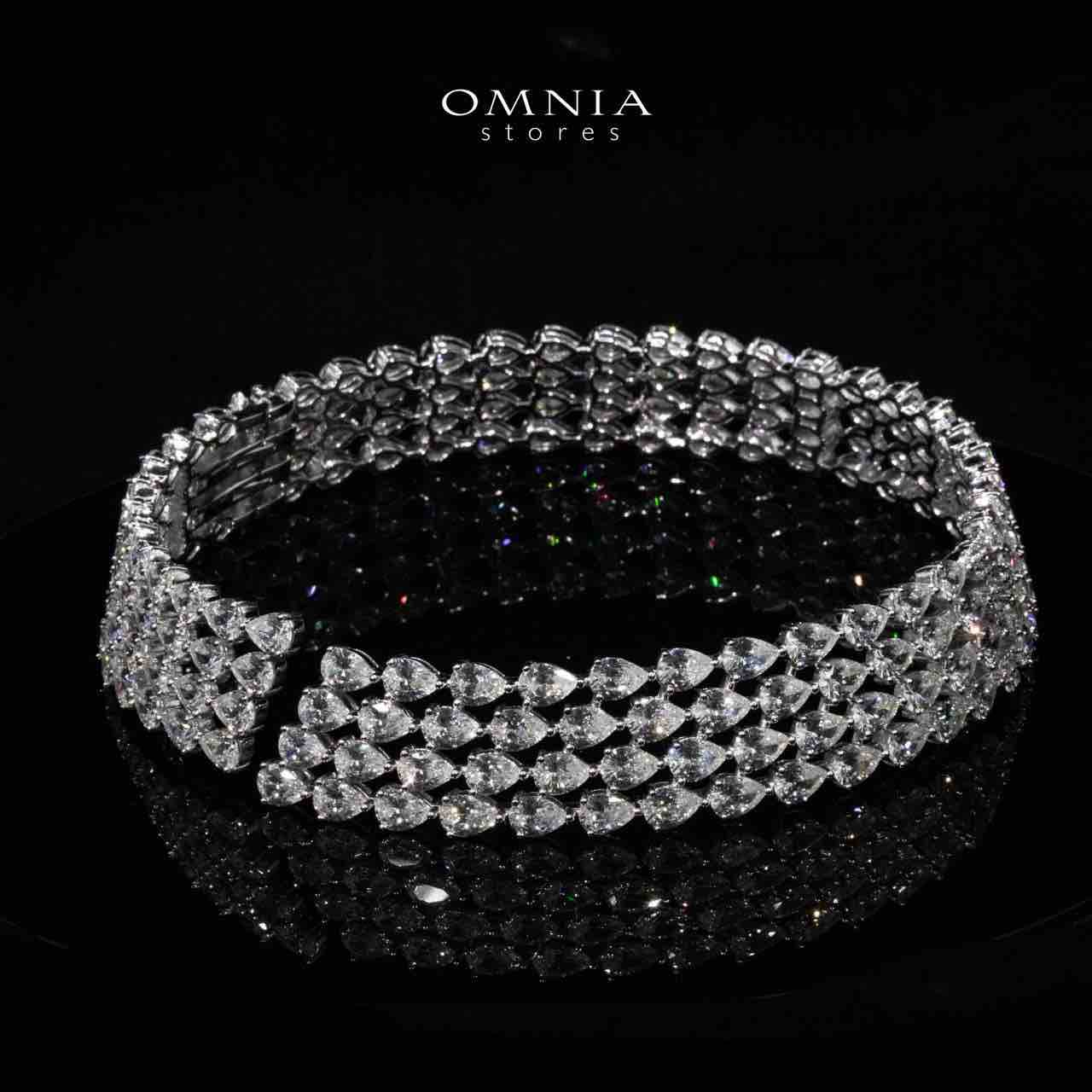 Omnia Tania White Choker Necklace With High Quality Simulated Diamonds In 925 Silver