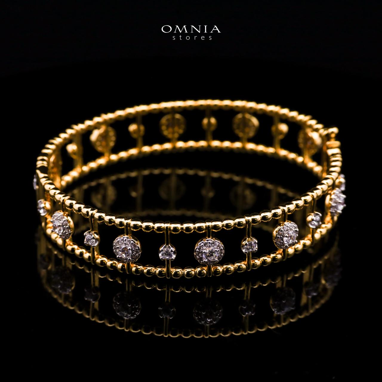 Nasim Golden Plated Bangle In 925 Silver Certified High Quality Lab Crafted Stones