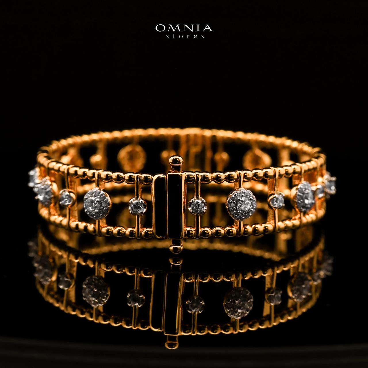 Nasim Golden Plated Bangle In 925 Silver Certified High Quality Lab Crafted Stones